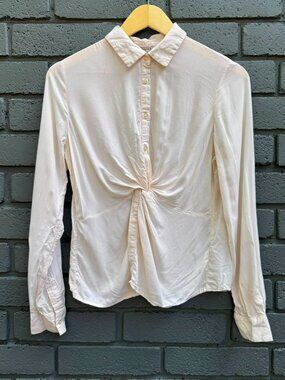 Forever 21 Contemporary Vanilla Long Sleeve Button Front Twist Shirt M Office